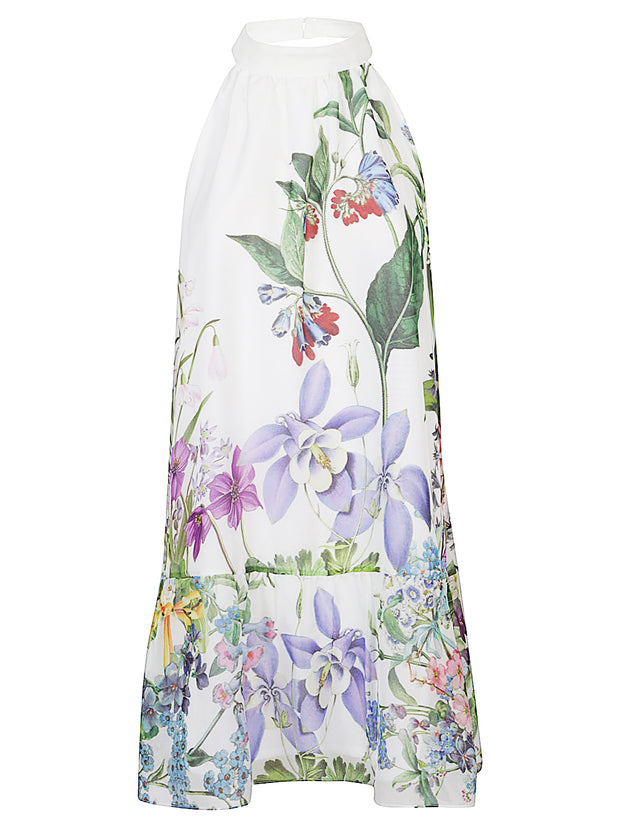 St. Piece Of London Bonnie Silk Floral Print Dress In White