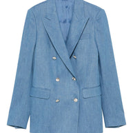 Tagliatore Cotton Double-breasted Jacket Clear Blue