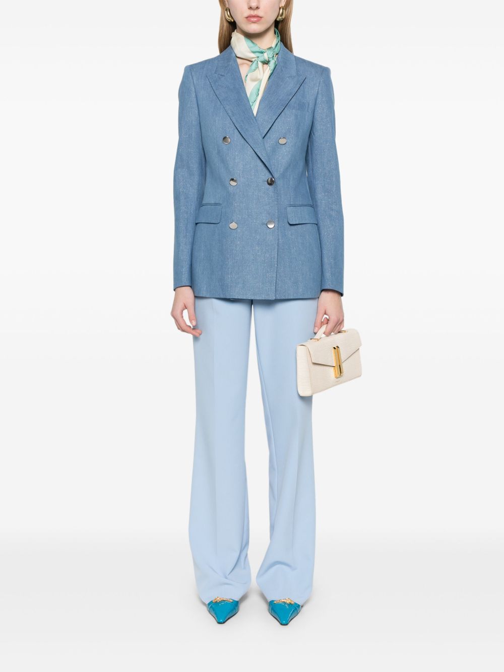 Tagliatore Cotton Double-breasted Jacket Clear Blue