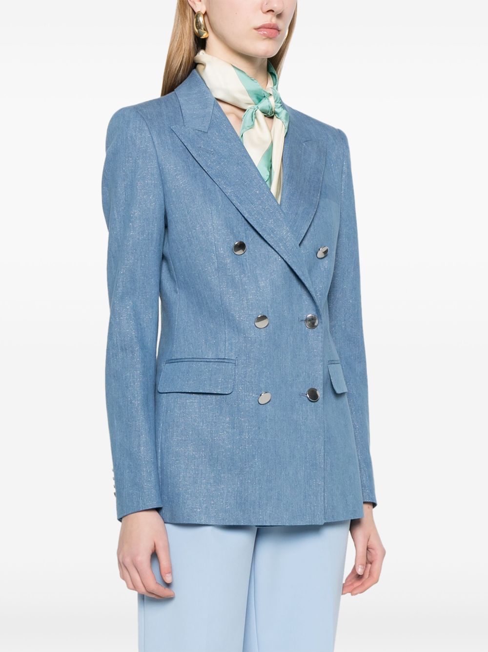 Tagliatore Cotton Double-breasted Jacket Clear Blue