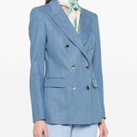 Tagliatore Cotton Double-breasted Jacket Clear Blue