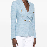 Tagliatore Double Breasted Jacket In Clear Blue