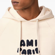 Ami Paris Logo Hooded Sweatshirt In Beige