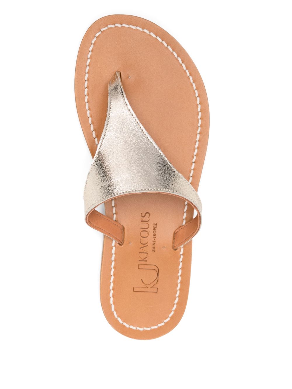 K Jacques St Tropez Thong Slide Sandals In Golden
