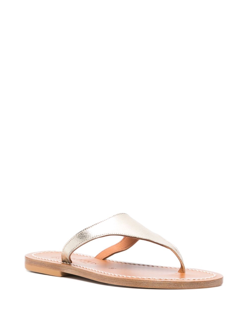 K Jacques St Tropez Thong Slide Sandals In Golden