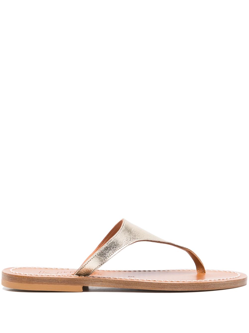 K Jacques St Tropez Thong Slide Sandals In Golden