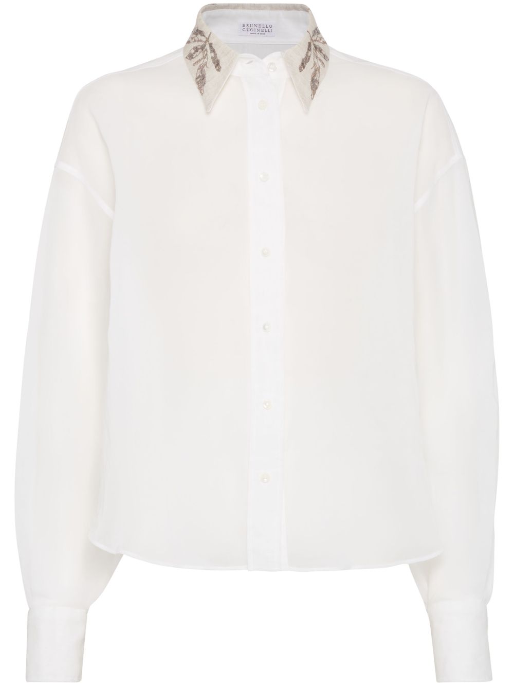 Brunello Cucinelli Organza Cotton Shirt With Embroidery - White