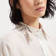 Brunello Cucinelli Organza Cotton Shirt With Embroidery - White
