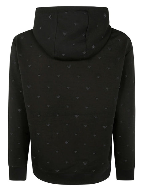Emporio Armani Allover Logo Cotton Sweatshirt In Black