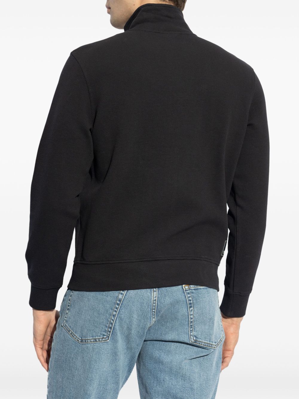 EMPORIO ARMANI CAPSULE Cotton Zipped Sweatshirt In Blue