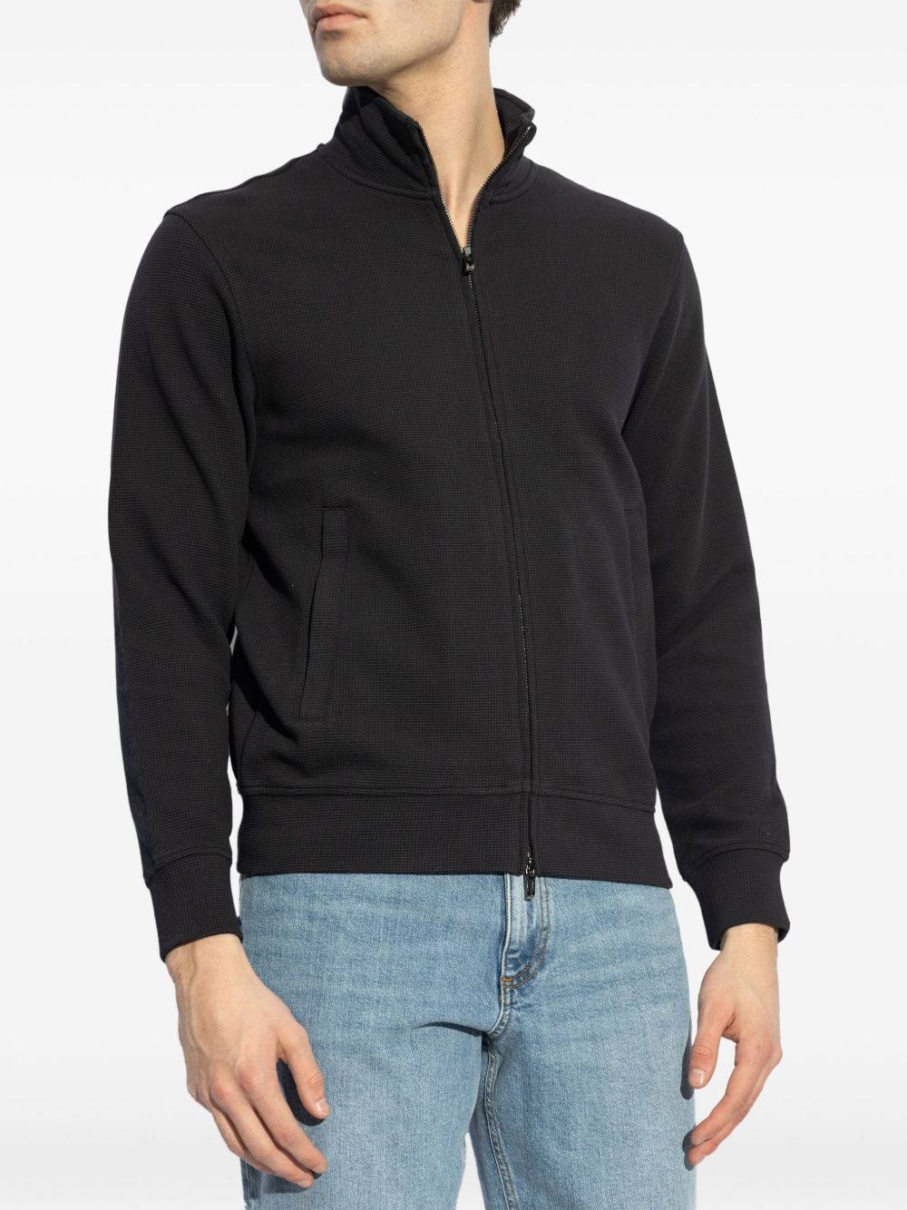 EMPORIO ARMANI CAPSULE Cotton Zipped Sweatshirt In Blue