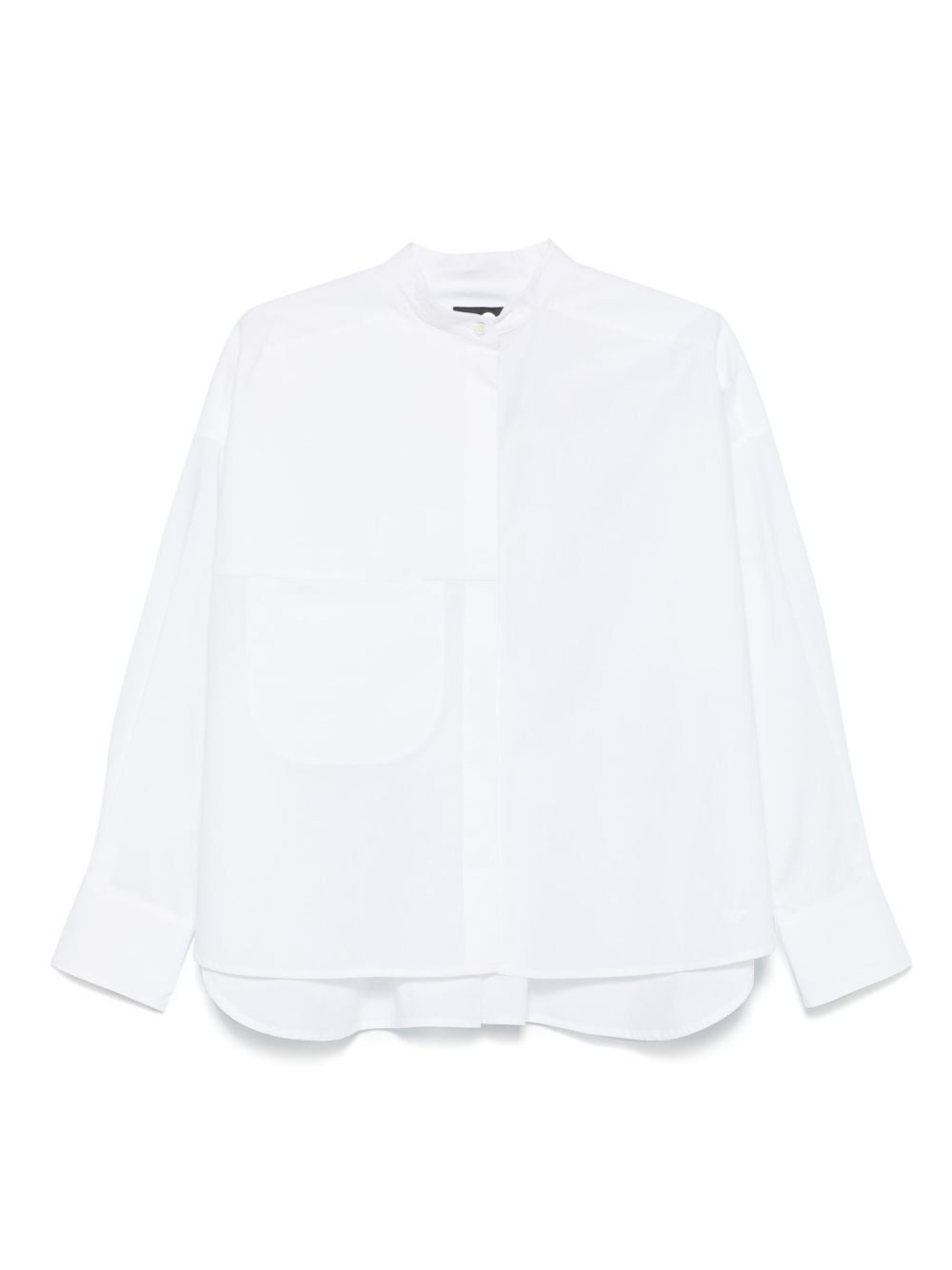 Emporio Armani Guru Collar Cotton Shirt In White