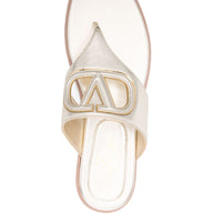 Valentino Garavani VLogo Cut-Out Leather Sandals - Grey
