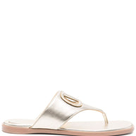 Valentino Garavani VLogo Cut-Out Leather Sandals - Grey