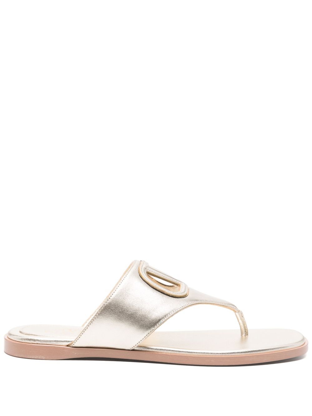 Valentino Garavani VLogo Cut-Out Leather Sandals - Grey