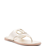 Valentino Garavani VLogo Cut-Out Leather Sandals - Grey