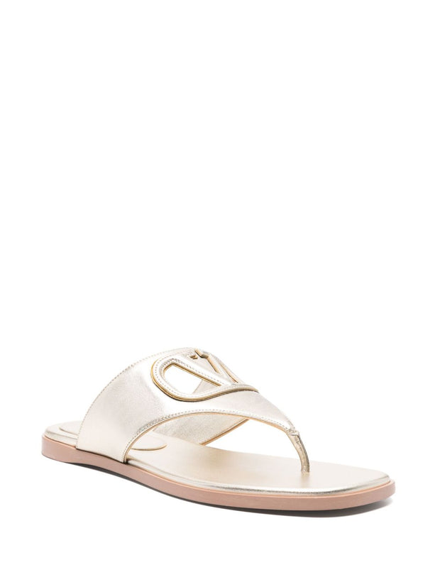 Valentino Garavani VLogo Cut-Out Leather Sandals - Grey