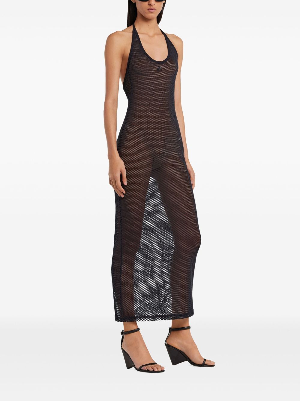 Courreges Halterneck Sheer Long Dress In Black