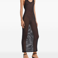 Courreges Halterneck Sheer Long Dress In Black