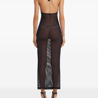 Courreges Halterneck Sheer Long Dress In Black