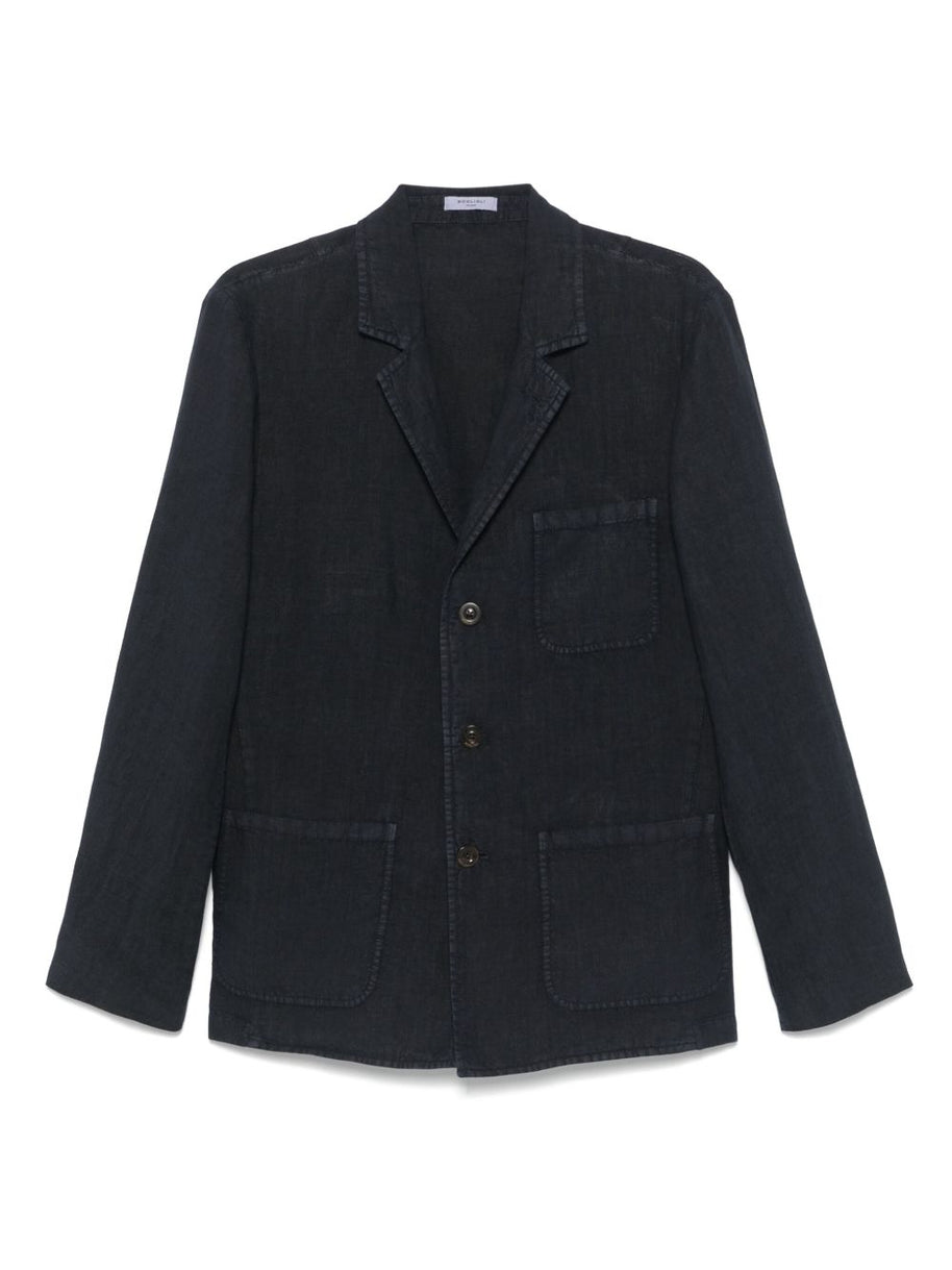 Boglioli Single Breasted Linen Jacket In Blue