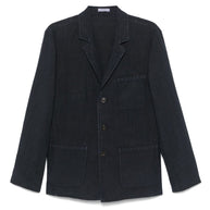 Boglioli Single Breasted Linen Jacket In Blue