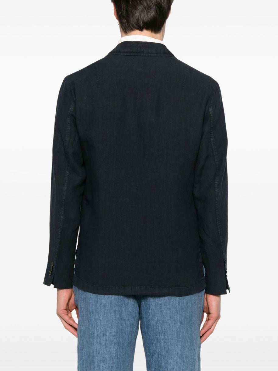 Boglioli Single Breasted Linen Jacket In Blue