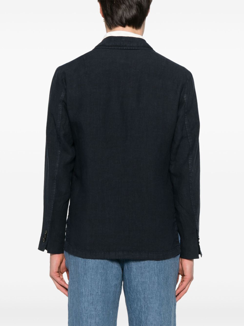 Boglioli Single Breasted Linen Jacket In Blue