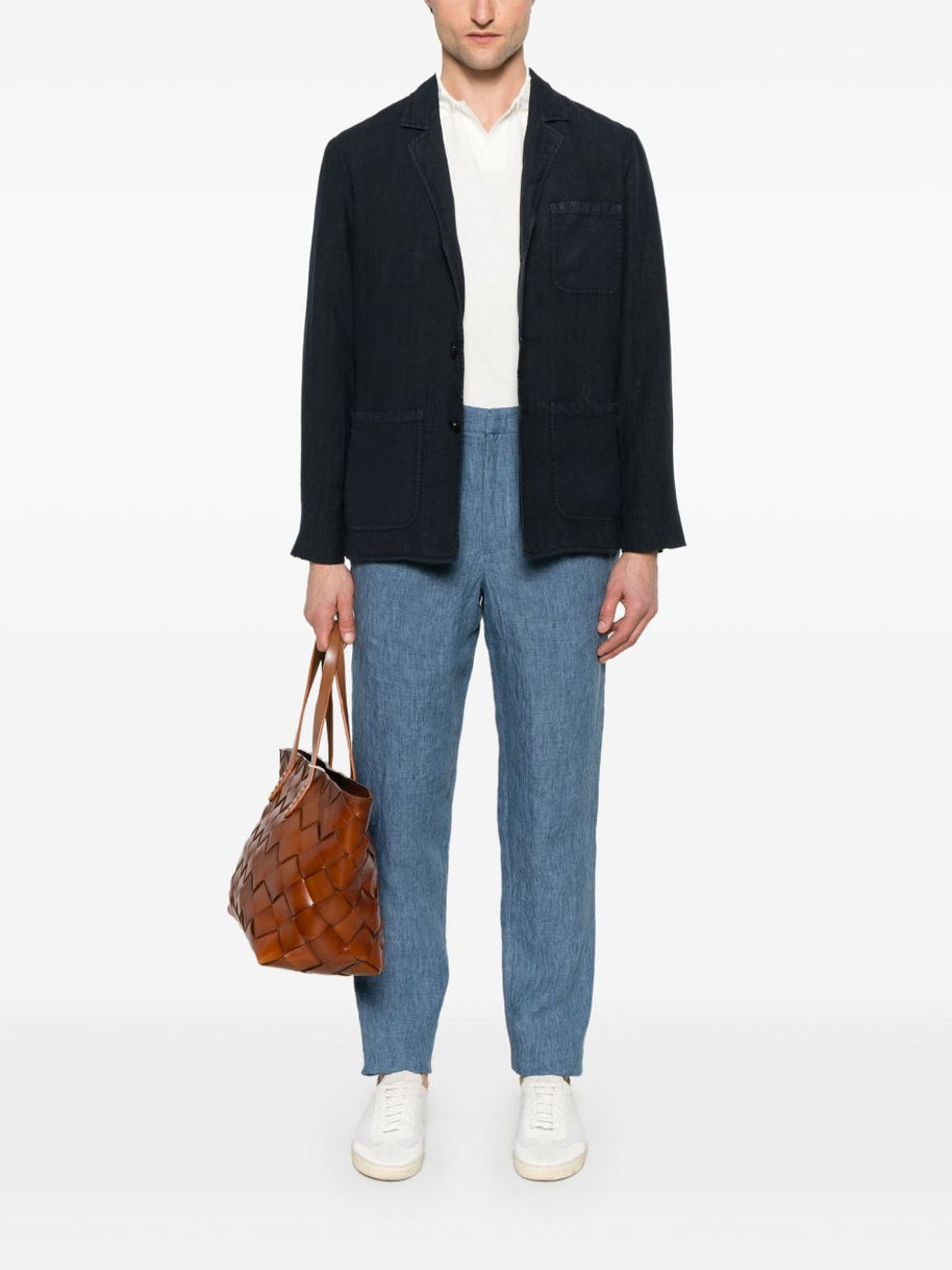 Boglioli Single Breasted Linen Jacket In Blue