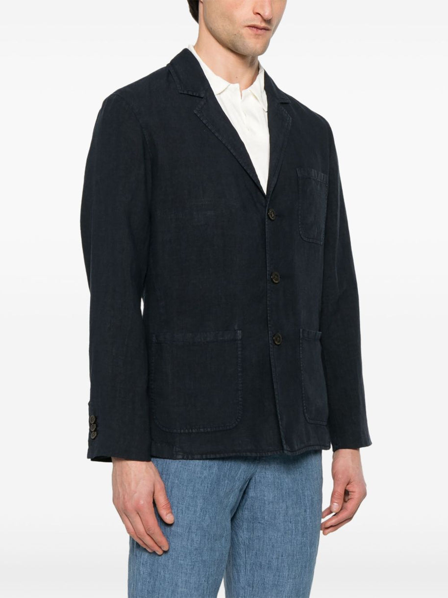 Boglioli Single Breasted Linen Jacket In Blue