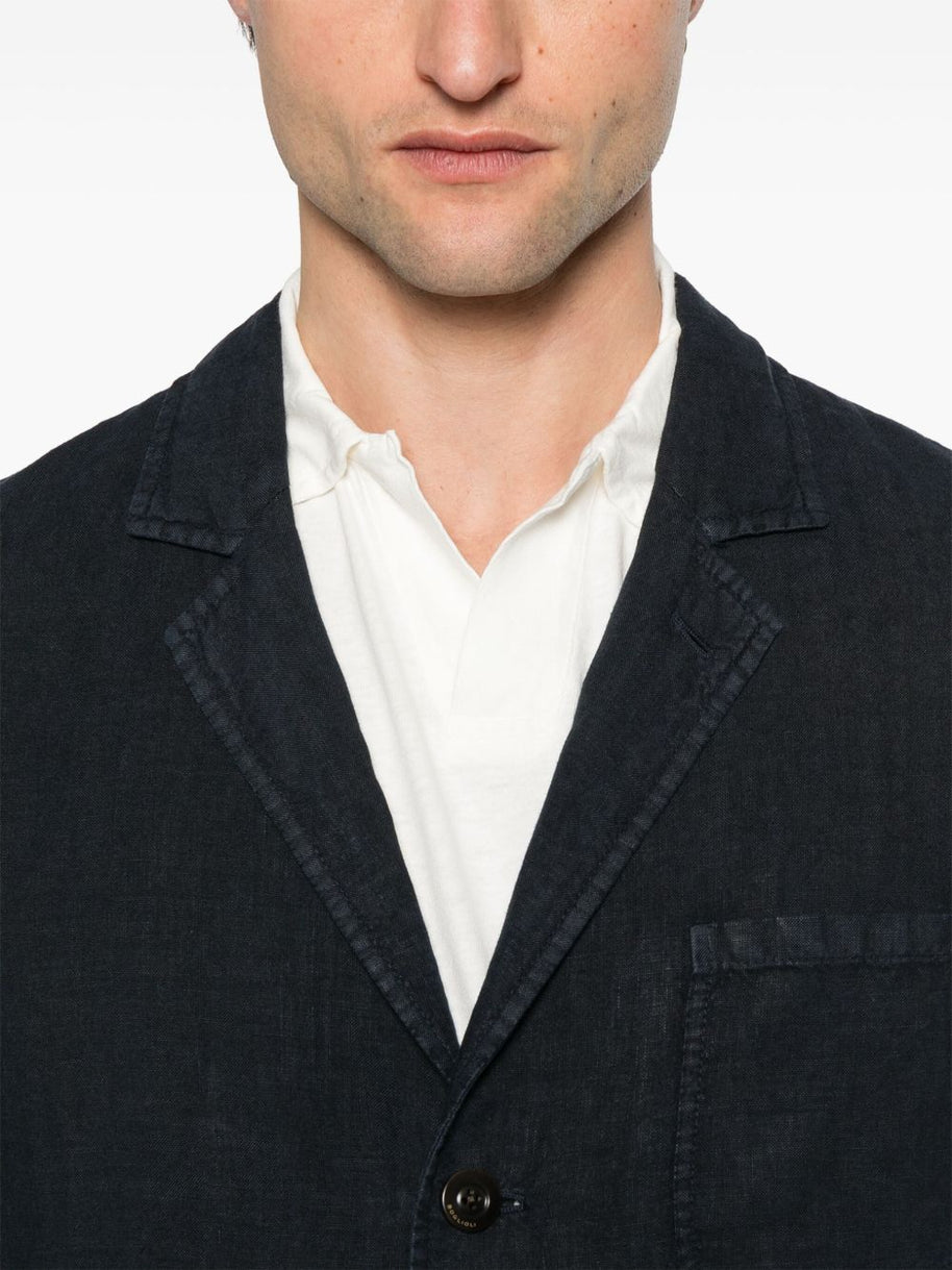Boglioli Single Breasted Linen Jacket In Blue