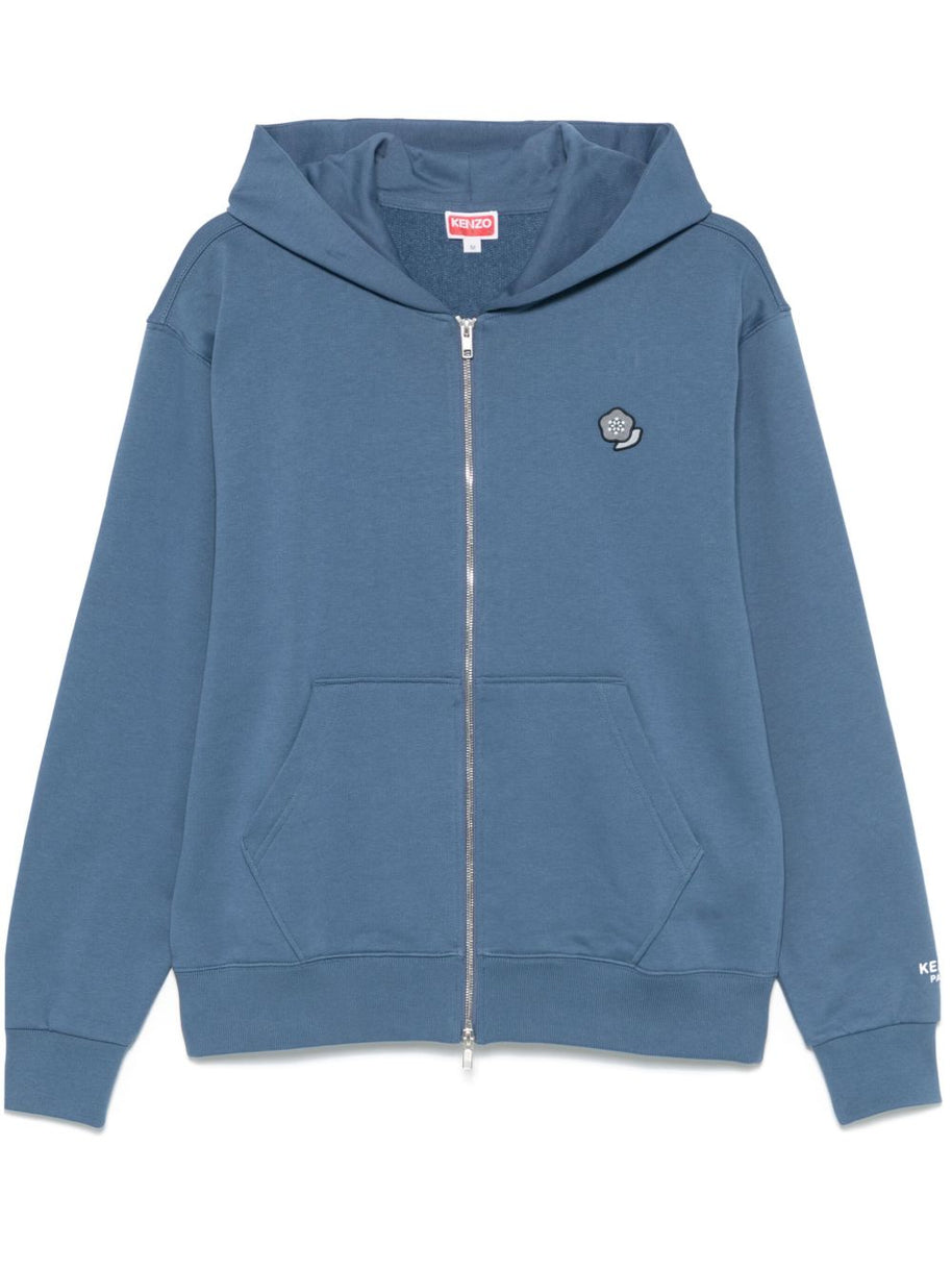 Kenzo Full Zip Hooded Sweatshirt In Blue