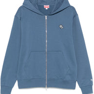 Kenzo Full Zip Hooded Sweatshirt In Blue