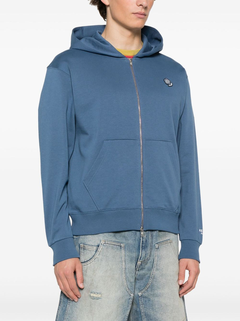 Kenzo Full Zip Hooded Sweatshirt In Blue