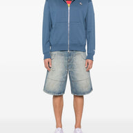 Kenzo Full Zip Hooded Sweatshirt In Blue
