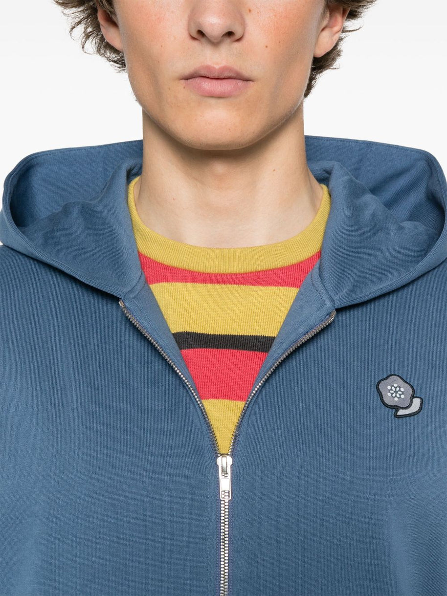 Kenzo Full Zip Hooded Sweatshirt In Blue