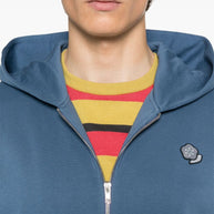 Kenzo Full Zip Hooded Sweatshirt In Blue
