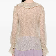 Valentino Beige Silk Blouse With Ruffle Detail