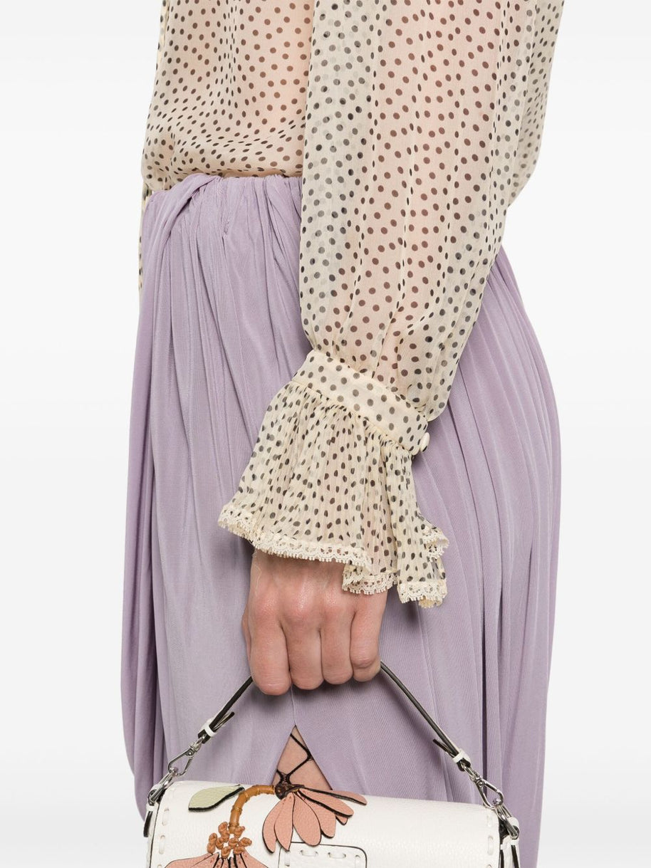 Valentino Beige Silk Blouse With Ruffle Detail