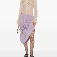 Valentino Beige Silk Blouse With Ruffle Detail