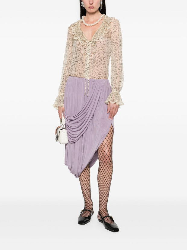 Valentino Beige Silk Blouse With Ruffle Detail