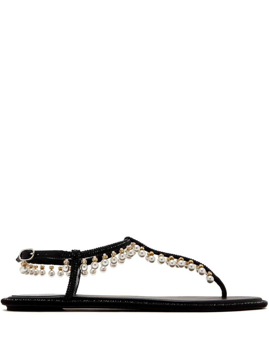 RENE' CAOVILLA Jeweled Diana Sandals In Black
