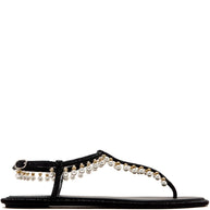 RENE' CAOVILLA Jeweled Diana Sandals In Black