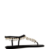 RENE' CAOVILLA Jeweled Diana Sandals In Black