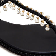 RENE' CAOVILLA Jeweled Diana Sandals In Black