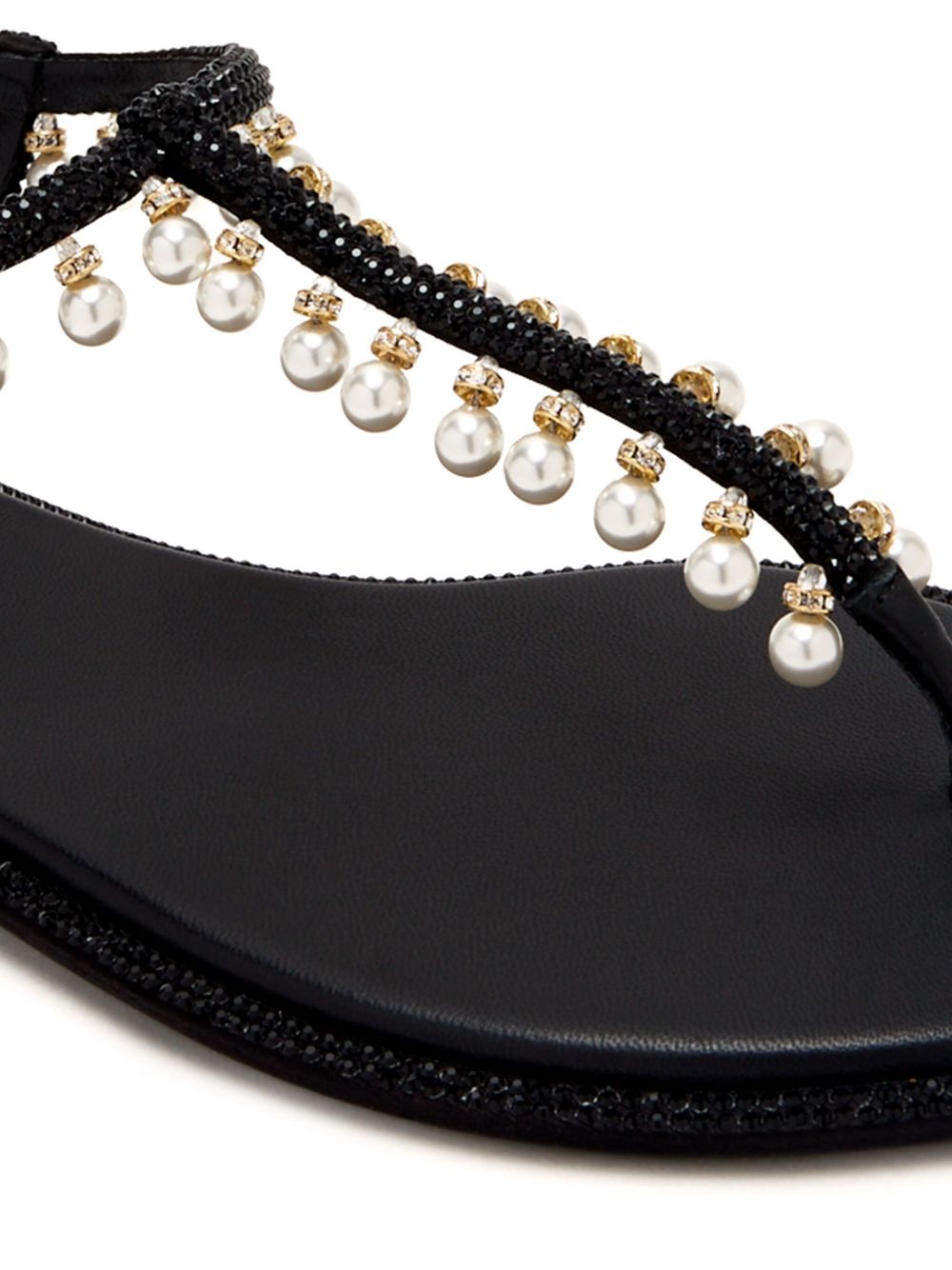 RENE' CAOVILLA Jeweled Diana Sandals In Black