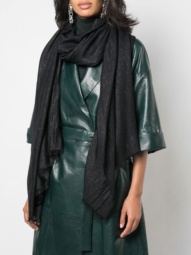 Brunello Cucinelli Silk And Cashmere Sparkling Scarf - Black