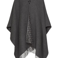 Valentino Fringed Double Poncho Jacket - Black