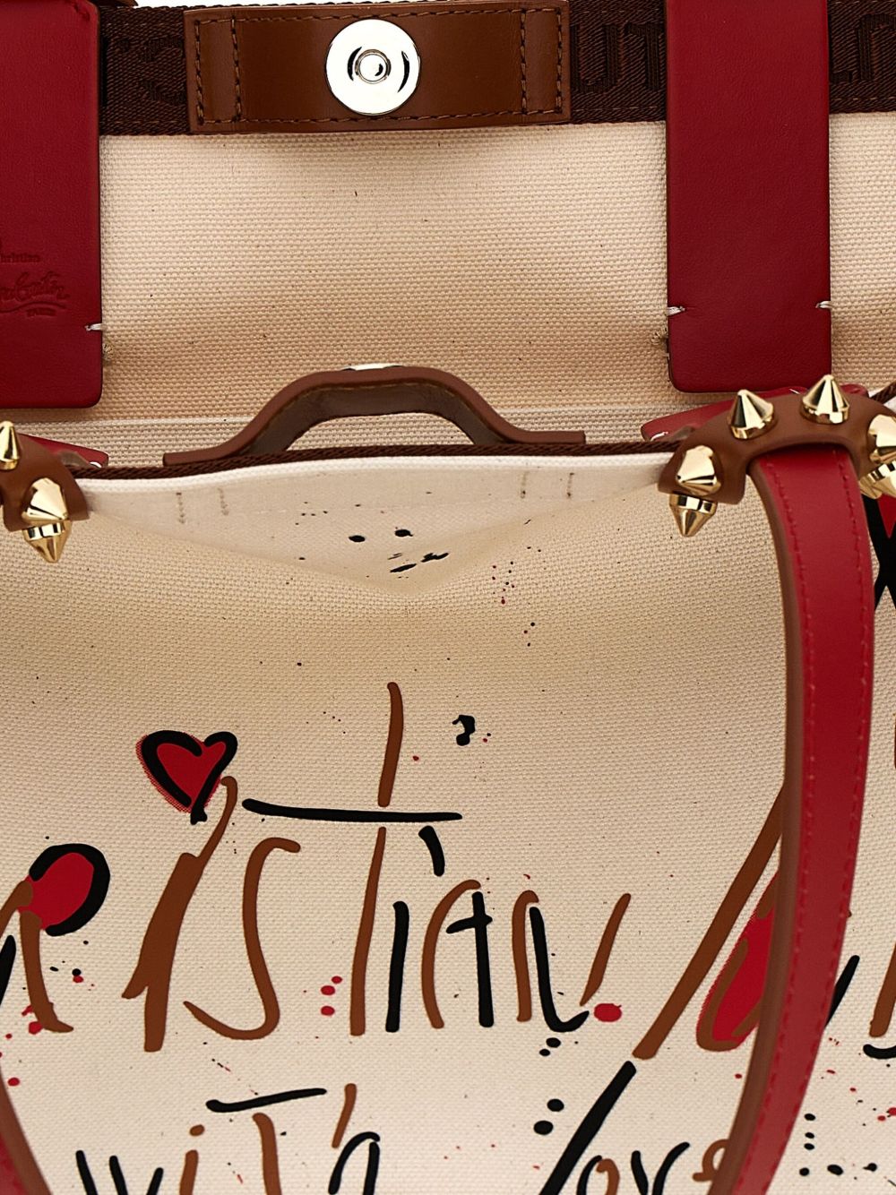 Christian Louboutin Cabata Small Canvas Tote In Beige