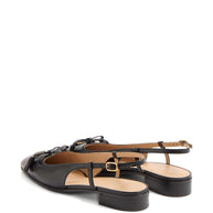 Valentino Garavani Vale Du Roi Leather Slingback Ballet Flats - Black
